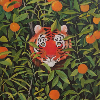 an oil painting of a tiger